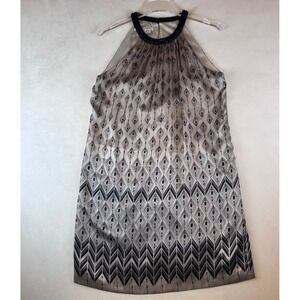 Maggie London Halter Dress Silk Beaded Neckline‎ Sleeveless Party Dress Size 8